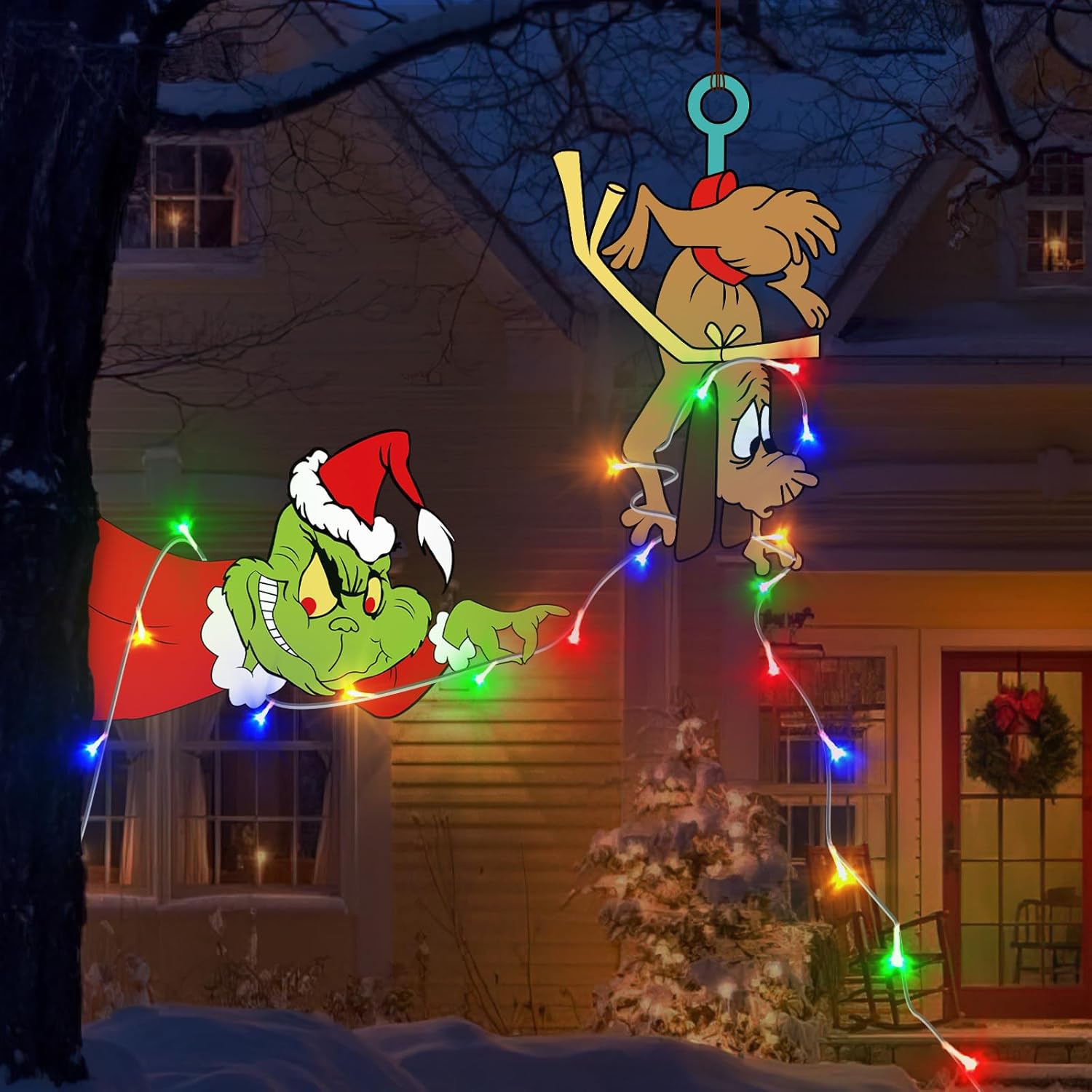 Christmas Fence Decorations Outdoor 2pcs Green Gnome