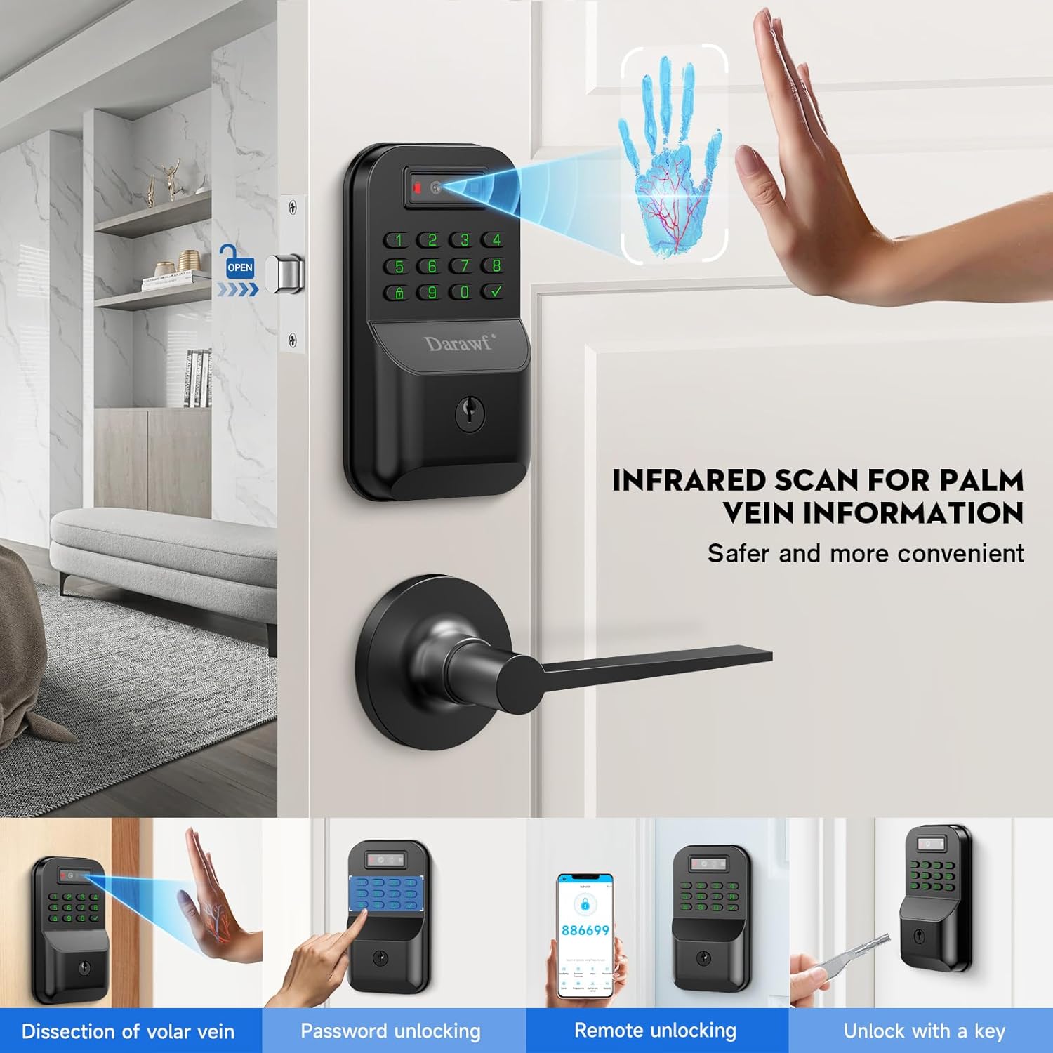 Various unlocking methods for the smart door lock