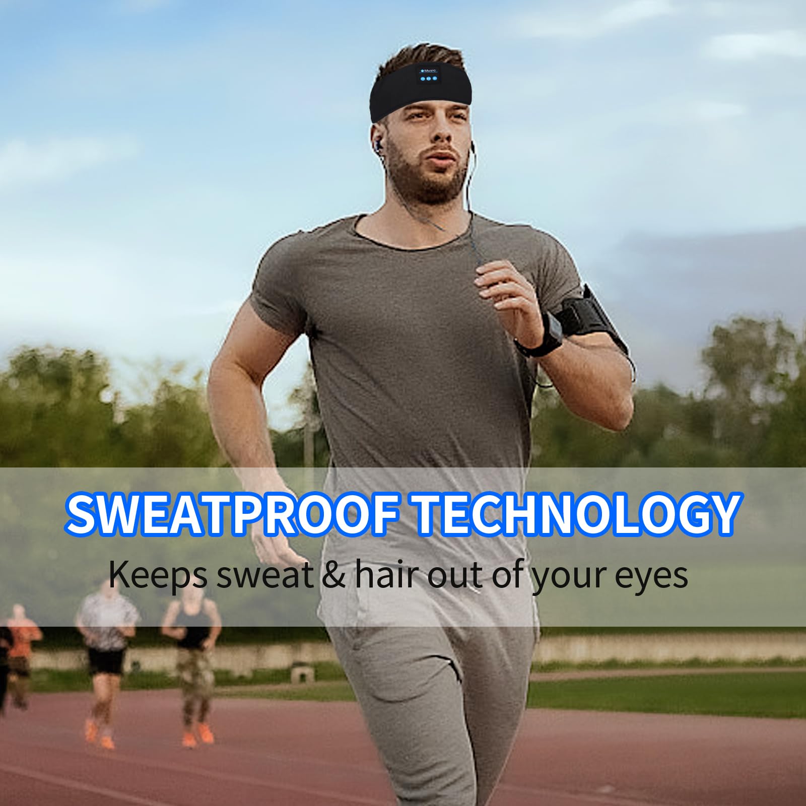 Sleep Headphones Bluetooth Sports Headband, Adjustable Wireless Bluetooth 5.2 Music Sleeping Headbands with Ultra-Thin HD Stereo Speakers Perfect for Workout, Jogging, Yoga, Insomnia, Air Travel Black 3