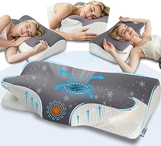 Kopfkissen Nackenschmerzen, Ergonomisches Memory Foam Nackenstützkissen, Orthopädische Kissen Gegen Nackenschmerzen, Nackenkissen Schlafkissen für Seitenschläfer Rücken & Bauchschläfer 65x40x11/14cm