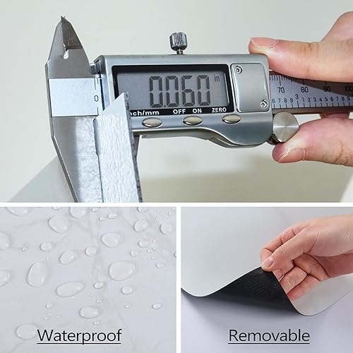 Miniatura 5 de Livelynine Paquete de 16 baldosas de vinilo blanco para despegar y pegar para baño, impermeables, azulejos laminados de mármol, láminas adhesivas