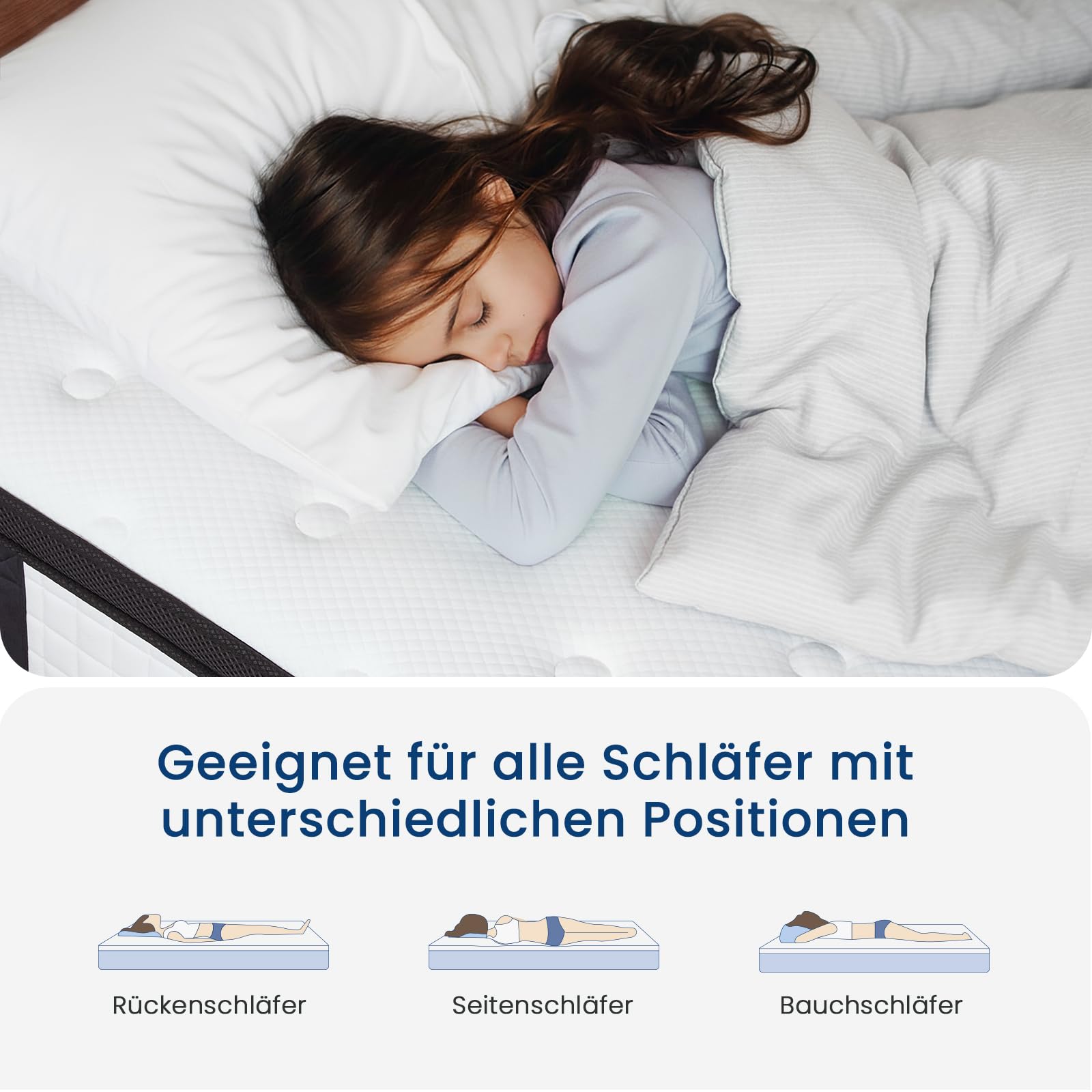 Coolvie – Luxus matratze 180 x 200, Härtegrad H2/H3, Premium-Matratze mit 7-Zonen-Taschenfedern – Höhe 30 cm – Öko-Tex-Zertifiziert, hochwertiger Memory-Schaum für Entlastung, 100 Nächte Probezeit