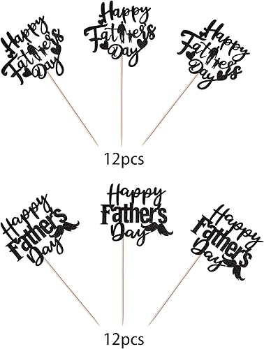 Miniatura 3 de Paquete de 24 adornos para cupcakes con purpurina para el Día del Padre, para el Día del Padre, amor, papá, bigote, decoraciones de cumpleaños,