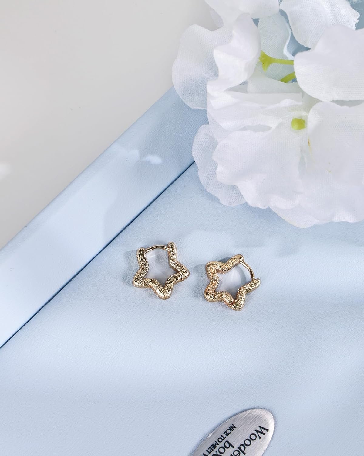 14K Gold Plated Star Huggie Hoop Earrings - Minimalist Sleep Earrings with Cut-Out Star Design, Simple Daily Earrings for Women Trendy - Image 6
