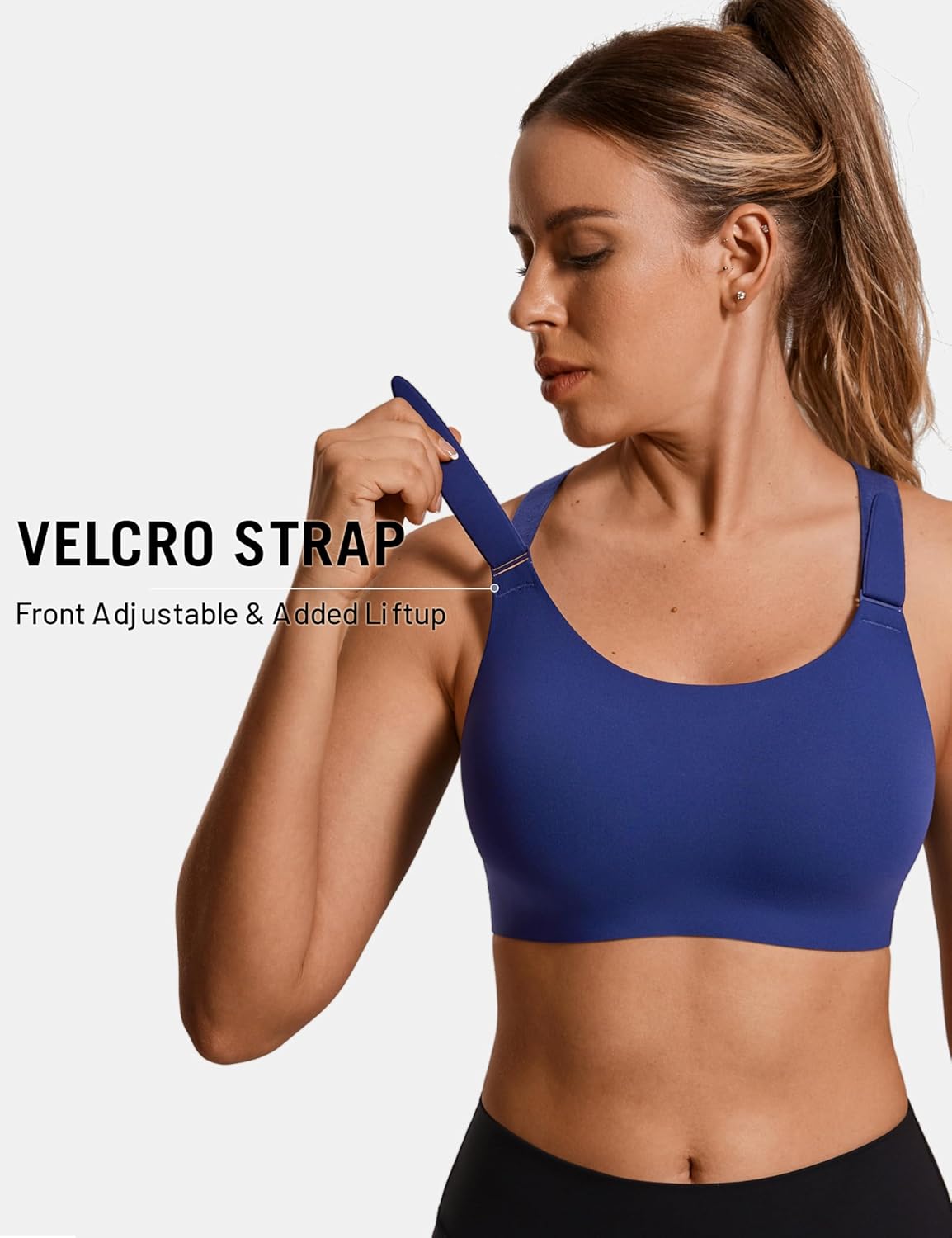 SYROKAN Power On Front Adjustable Criss Cross Back Sports Bra for Women High Impact Wireless Bras - Image 2