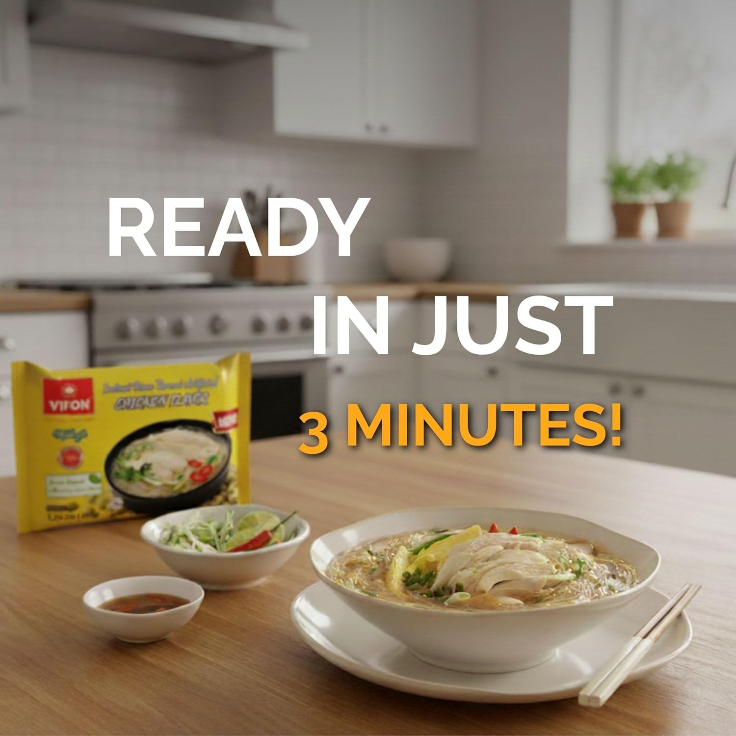 VIFON Instant Bean Thread Chicken Flavor, 12 Bags (50 g each) | Halal Certified | Vietnamese Bean Thread| Light & Savory Soup | Ready in 3 Minutes