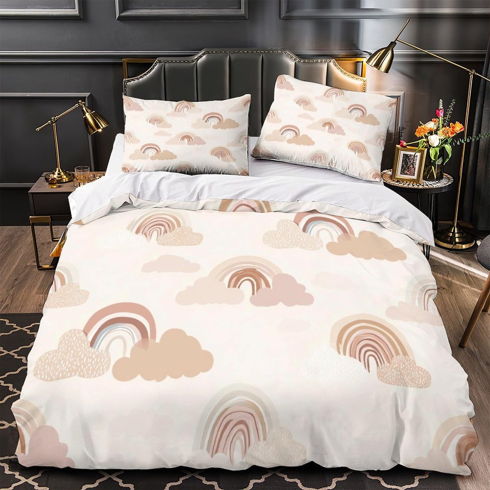 Housse de couette microfibre 3D respirante et parure de lit 140x200