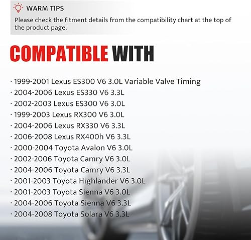 Miniatura 3 de Paquete de bobinas de encendido y bujías compatibles con V6 3.0 3.3 1999-2008 Lexus RX300 RX330 ES300 RX400h Toyota Camry Highlander Sienna Solara