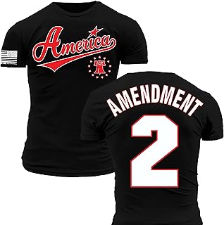 Team America Second Amendment Patriots League Baseball Jersey Style Premium Athletic Fit T-Shirt (XX-Large, Black)