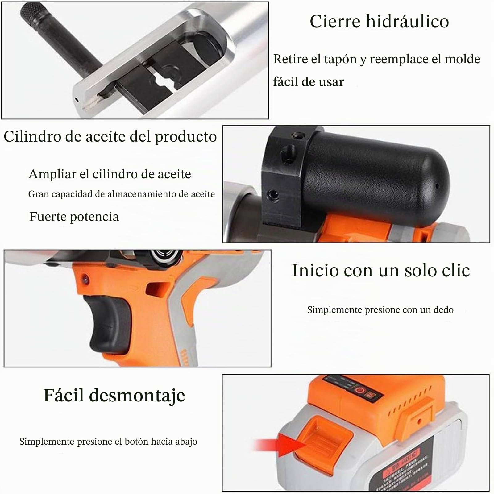 Herramienta de Crimping Hidráulica a Batería, Prensa Multicapa Eléctrica Recargable para Cables 16-300mm² - Alicates de Crimpado para Terminales de Cobre y Aluminio con Troqueles