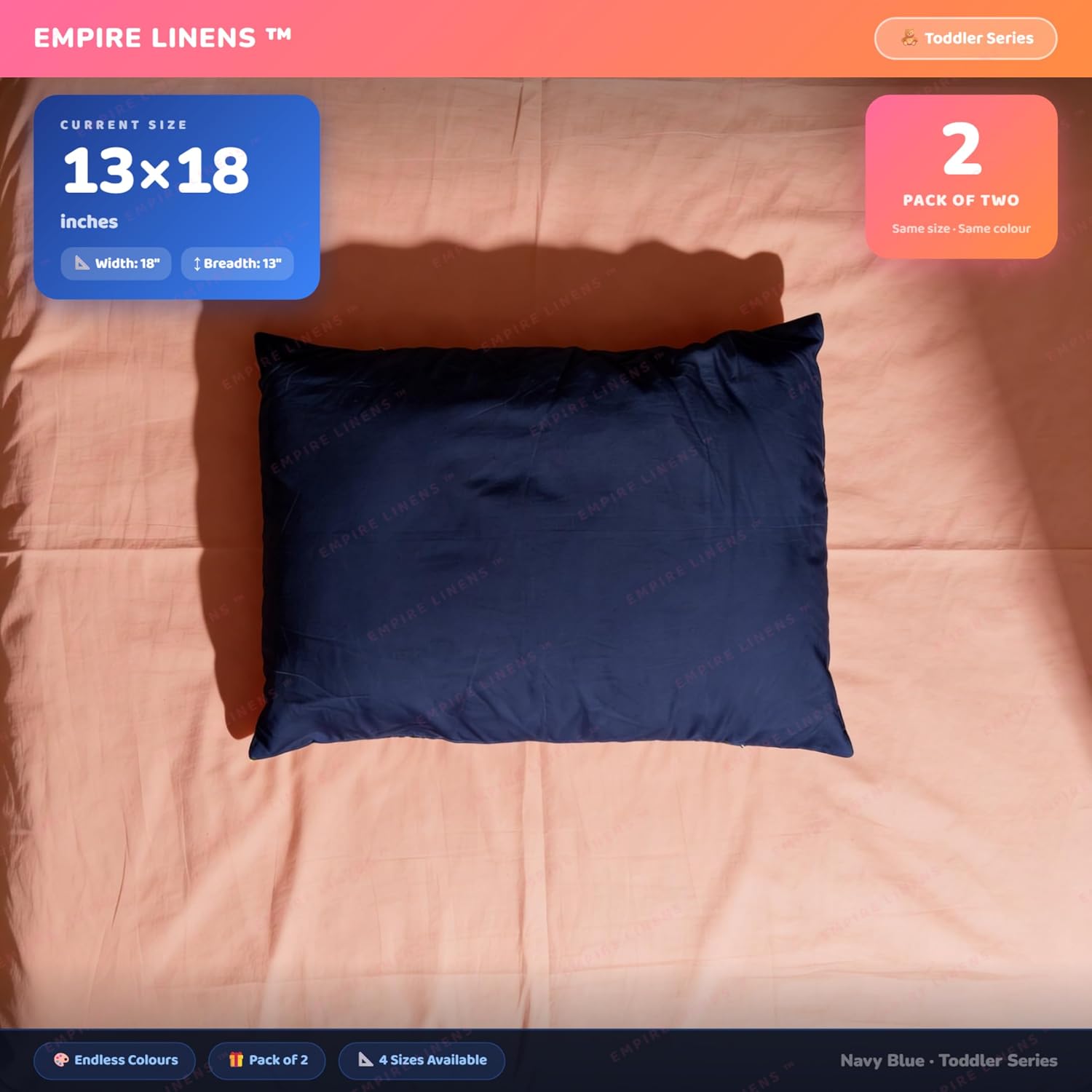 Toddler Pillowcase – 100% Cotton Soft Pillow Cover for Kids | Zippered Closure | Breathable & Washable, Fits Toddler Pillow Cover (Navy Blue, 13x18 Inch) image 4