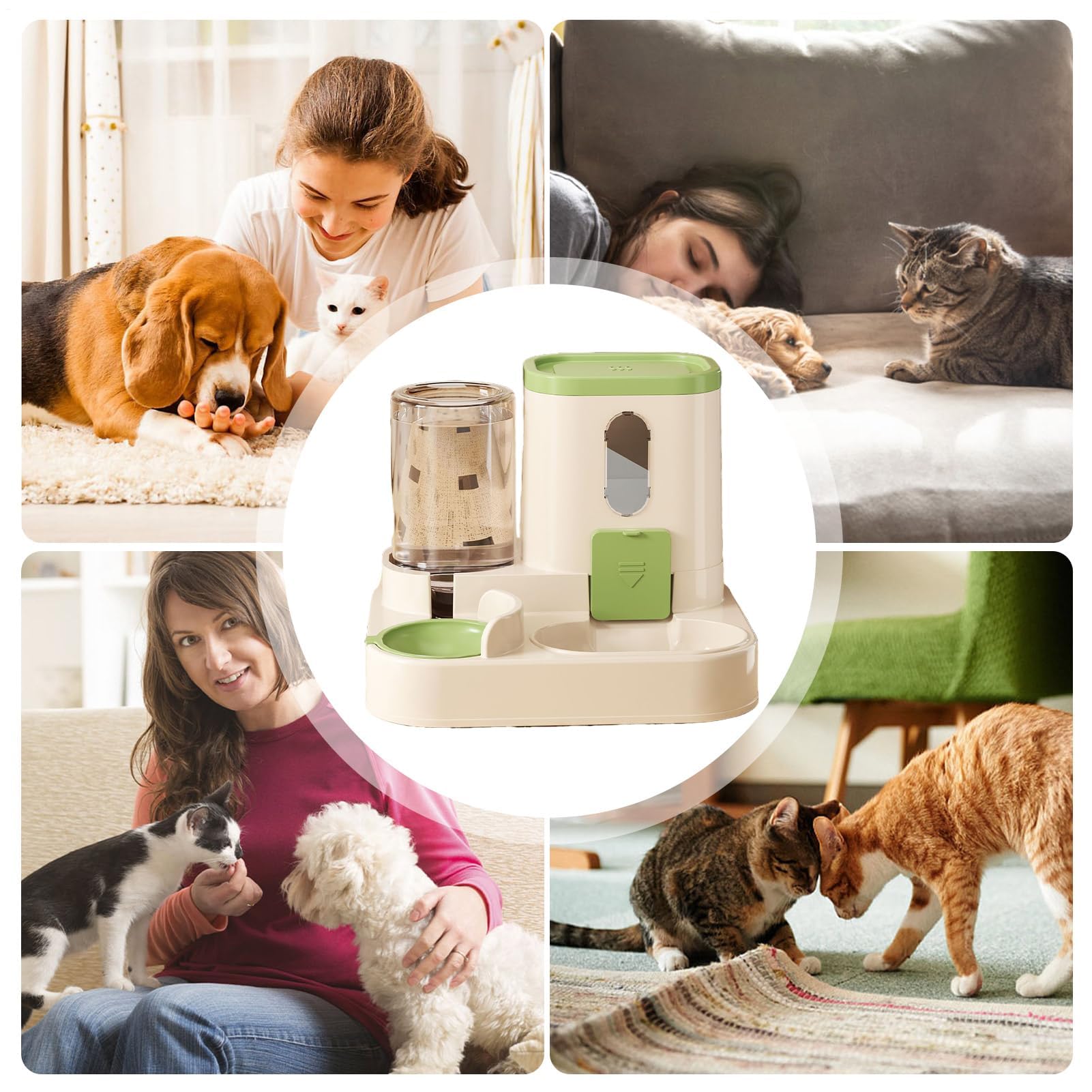 Mangiatoia for animali domestici a doppia ciotola(Verde)