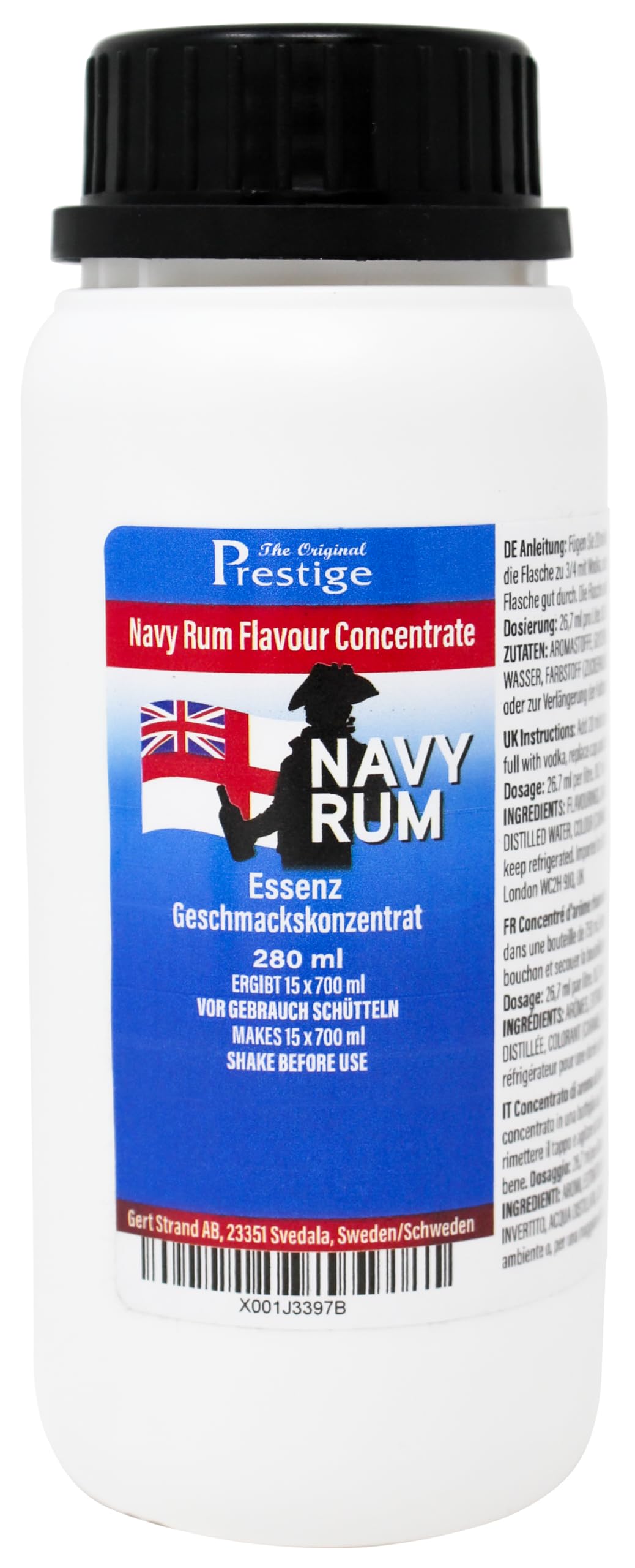 Navy Rum dunkler Rum-Essenz 280 ml | volles Aroma | professionelle Essenz für den Hausgebrauch und die Brennerei | 20 ml Essenz für 750 ml handelsüblichen Wodka oder Korn