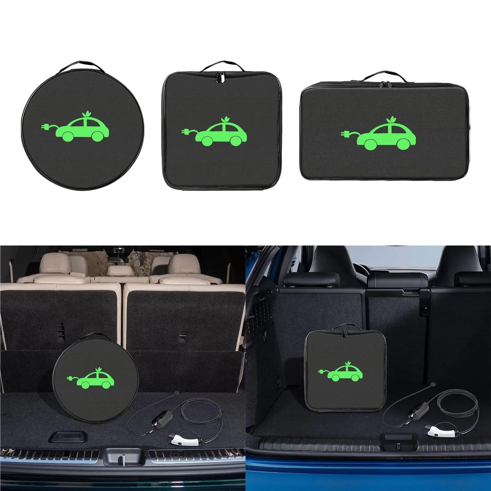 Borsa per Cavi Elettrici Borsa portacavi Impermeabile for Veicoli elettrici, Custodia for Cavi, Resistente all'Usura, Organizer for Cavi EV Leggero for Veicoli elettrici(Black-Round)