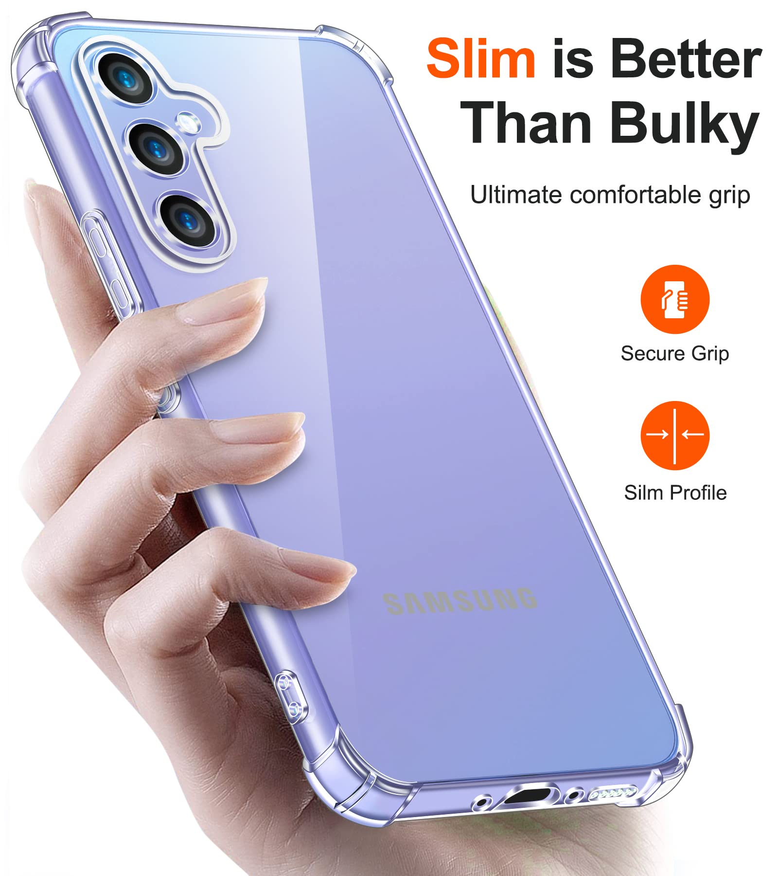 Lustree Back Cover Transparent Case Compatible with Samsung Galaxy A34 5G | Clear + TPU Case with 4 Corner Air Cushion Protection & Camera Protection | Slim& Stylus Cover — Amazon image 7