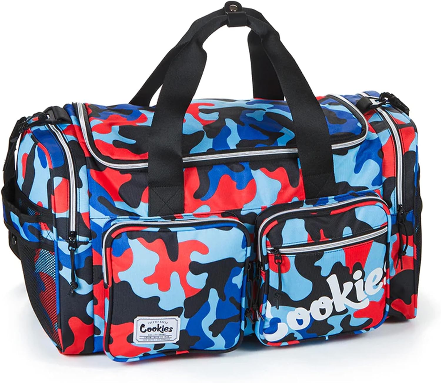Cookies Heritage Smell Proof Duffle Bag, Red – Large 48L Travel Bag with Odor Blocking Technology, Canvas Nylon Durable Design, Double Zipper, Cargo & Side Pockets, Adjustable Shoulder Strap