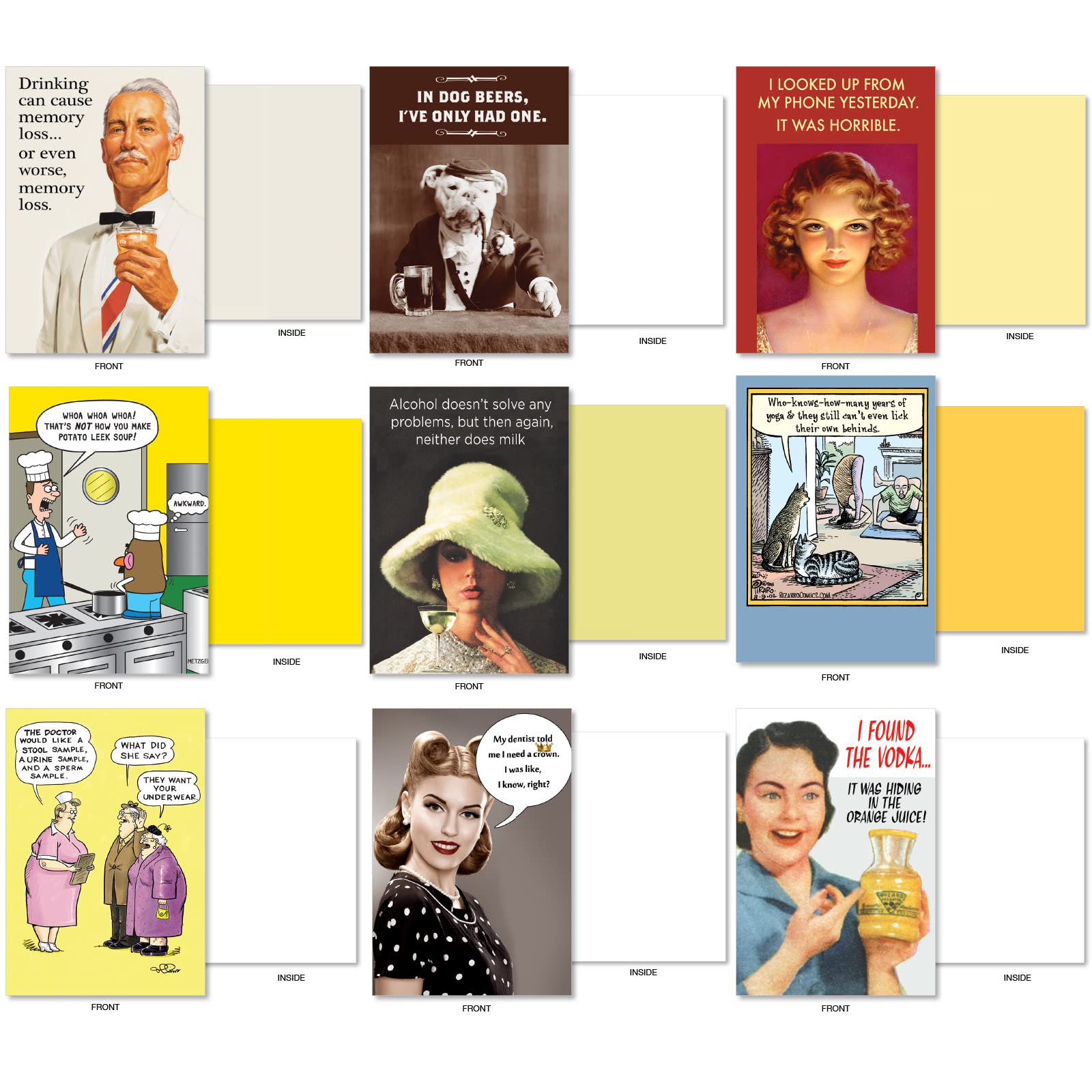 NobleWorks - 36 Assorted Funny Birthday Cards Bulk Box Set W/ Envelopes - View #5