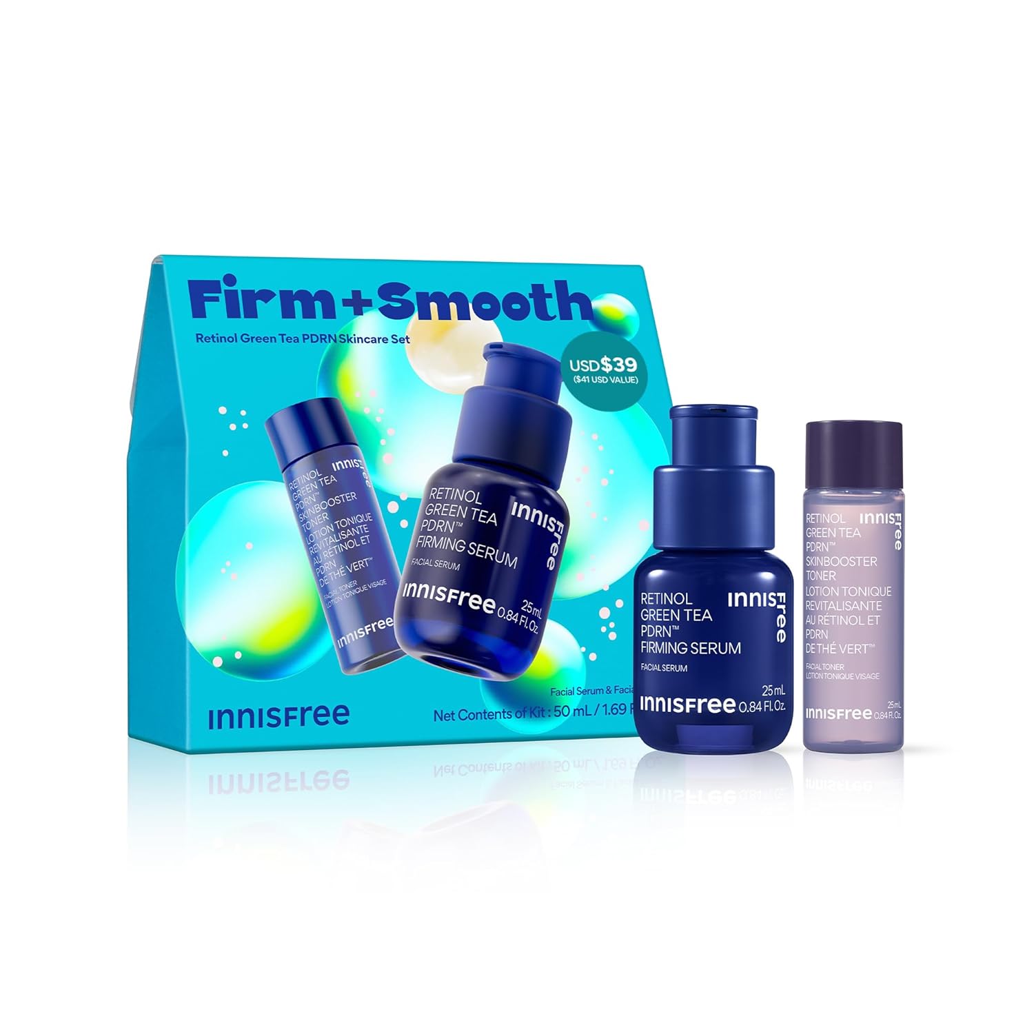 innisfree Green Tea Retinol PDRN Firming Serum - Vegan Korean Skincare for Fine Lines and Smoothing Skin Texture, Available in Gift Set