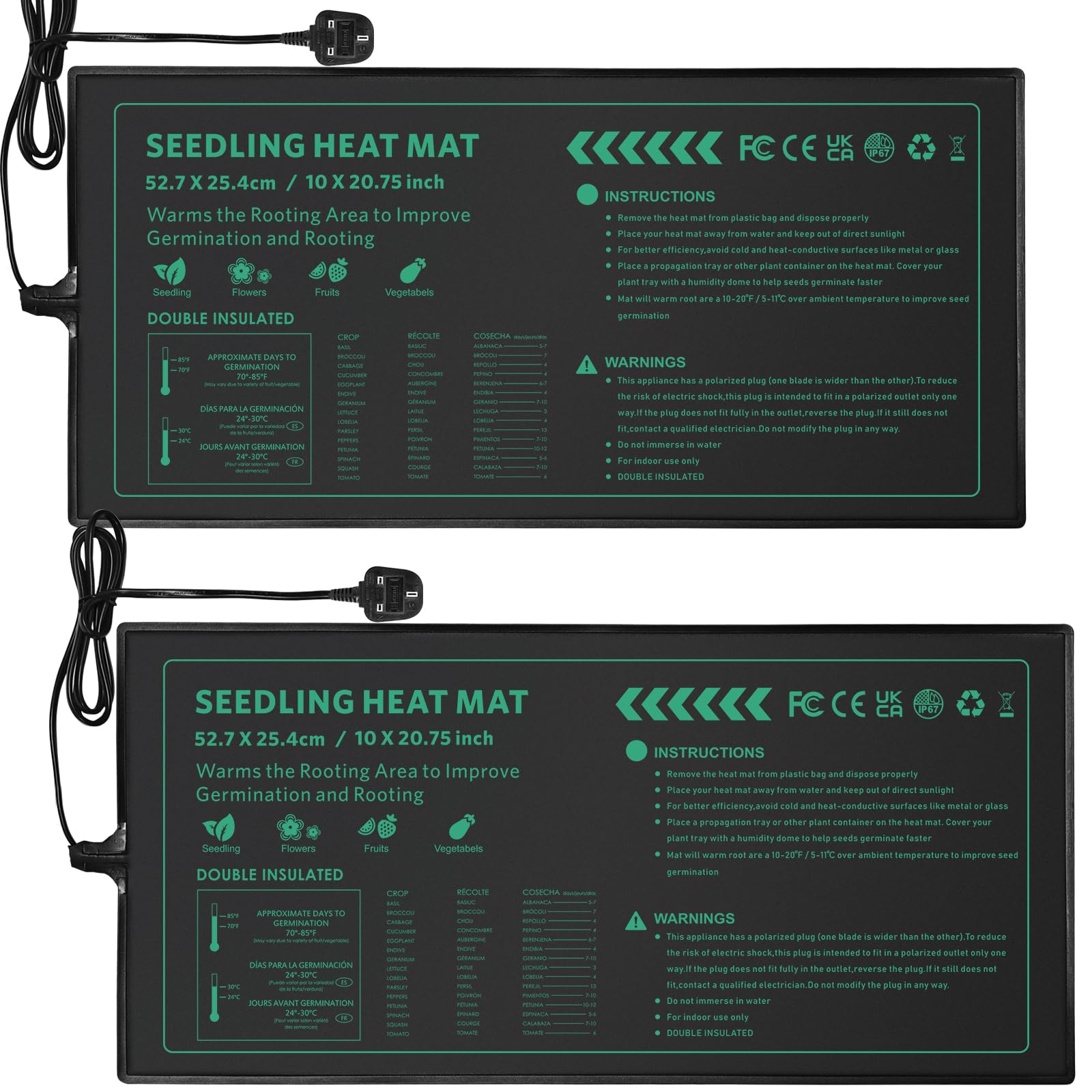 AUPETEK Plant Heat Mat for Seed Starting, Waterproof Heating Pad for Indoor Seeding Germination, Gardening, Hydroponic, Greenhouse(25x52cm)