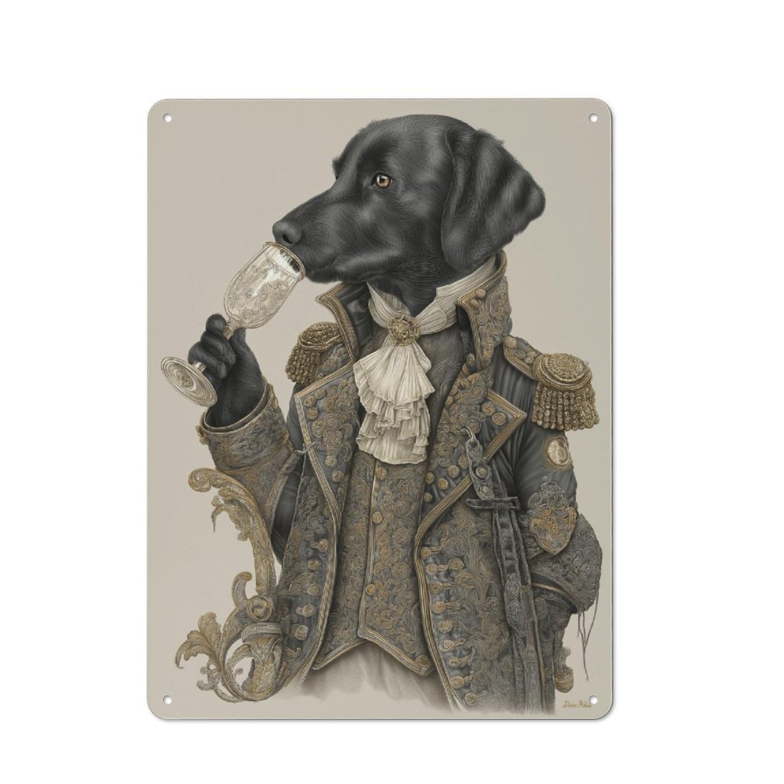 Junmoney Regal Canine Elegance A Noble Dog's Portrait Tin Wall Plaque 40X30cm With For Bar Or Restaurant, Housewarming Present For People Styling Bar And Restaurant