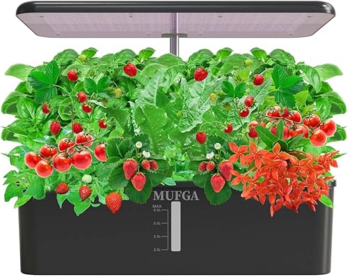 Sistema de cultivo hidropónico para jardín de hierbas, 18 cápsulas MUFGA Sistema de jardinería interior con luz LED de cultivo, kit de germinación
