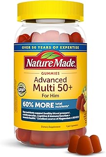 Nature Made Advanced Multivitamin Gummies 50 + for Him, Mens Multivitamins Gummies with Magnesium Citrate, Vitamin D3, Zinc, All 8 B Vitamins, 84 Multi Vitamins, 28 Day Supply