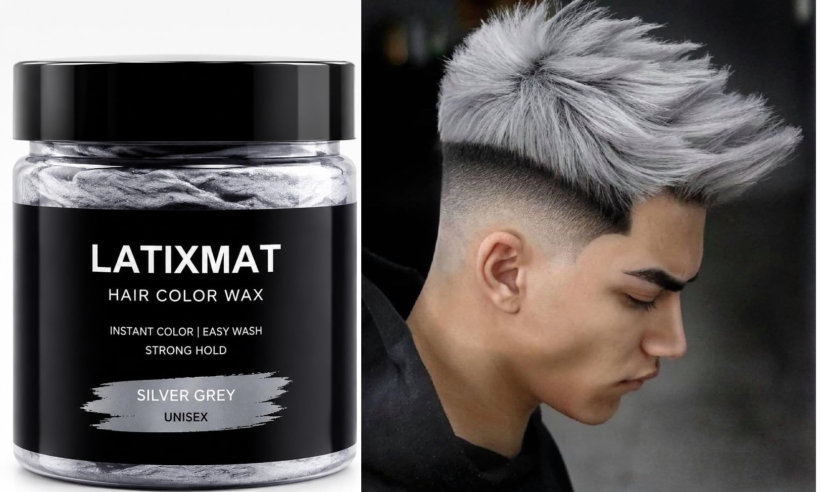 Silver Grey Hair Colour Wax, Instant Temporary Colour | Strong Hold, Easy Wash, Unisex, Temporary Colour, One-Step Styling-image-34
