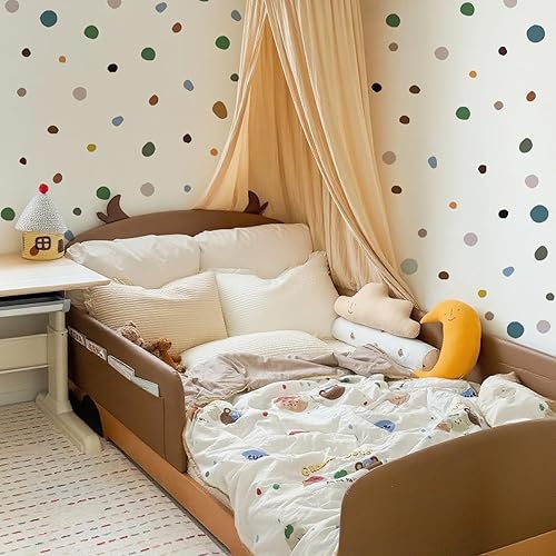 Miniatura 7 de QUCHENG Calcomanías de pared de lunares irregulares con diseño de puntos de terrazo, decoración de pared bohemia, decoración de pared de niños