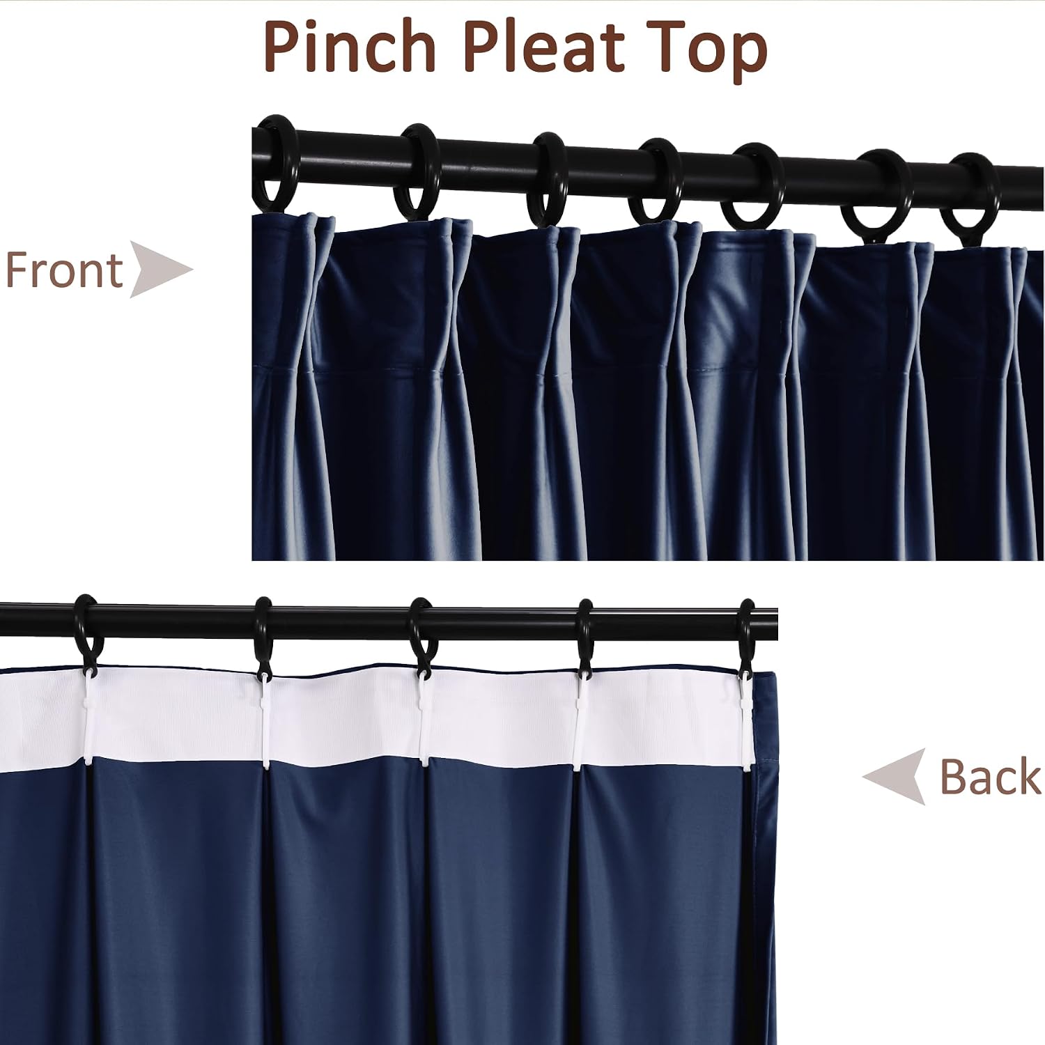 Fcosie Extra Long Curtains Pinch Pleat Curtain Panels Draperies Heavy Velvet Privacy Thermal Drapes for Loft Hall Villa Bay Window Sliding Glass Door Patio Door, 52"Wide x 240"Long, Navy Blue, 2 PCS