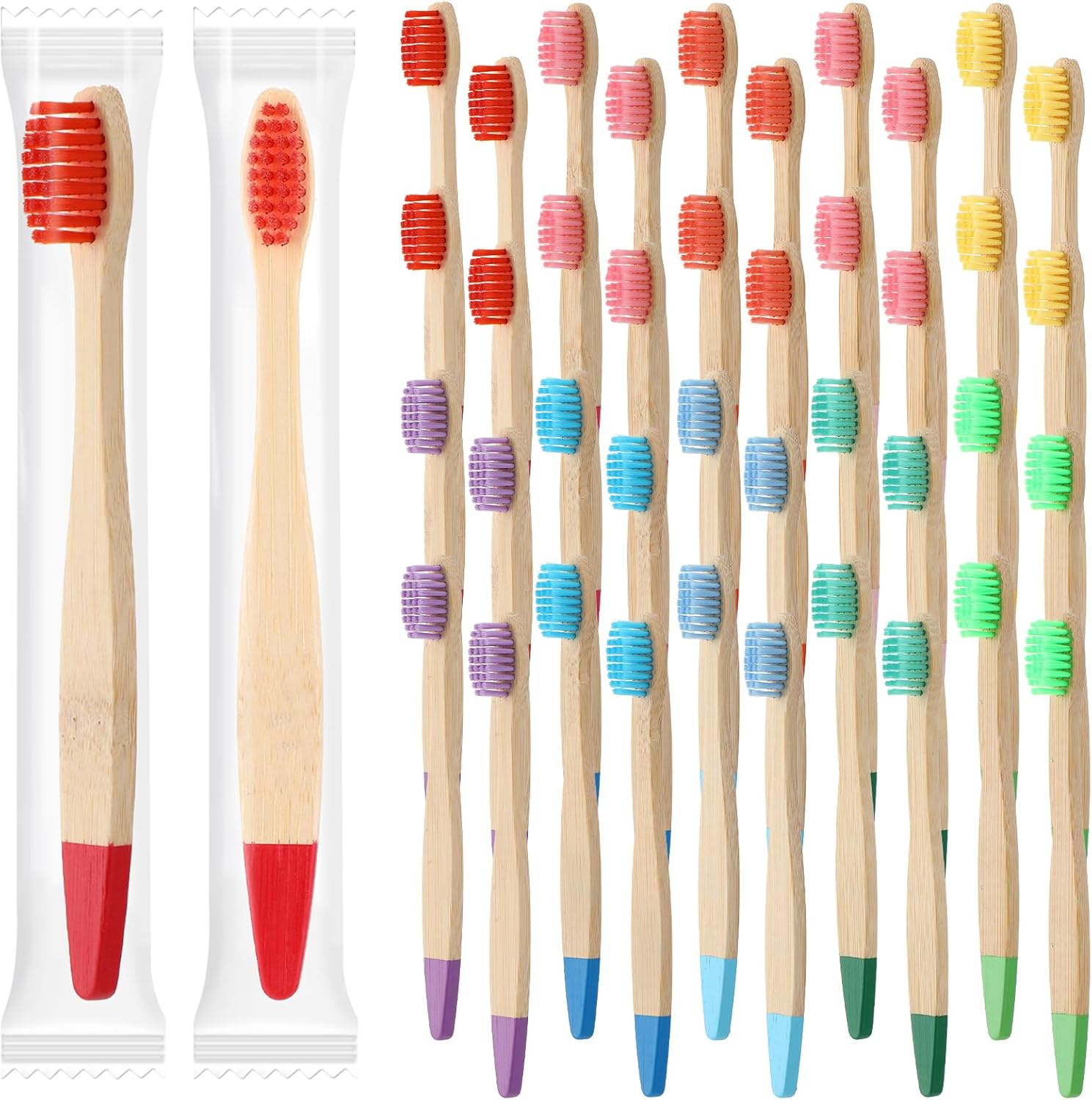 40 Pieces Kids Bamboo Soft Bristles Toothbrushes Toddler Toothbrush Manual Travel Toothbrushes for Kids Children Home School Travel Teeth Oral Dental Care, 5.7 Inch, Individually Wrapped