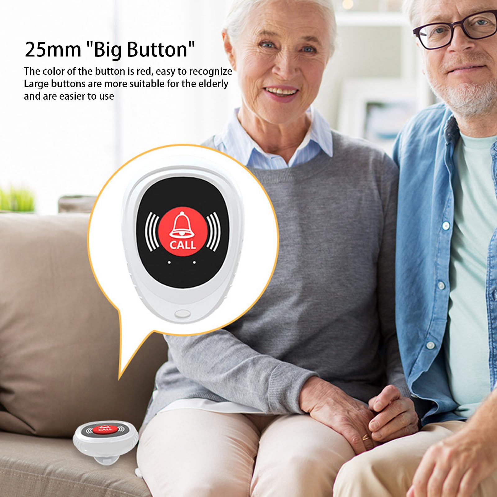 Pulsante Emergenza Wireless Con Ricevitore Portatile – Allarme 300ft Per Anziani, Pazienti E Bambini, Impermeabile IP55