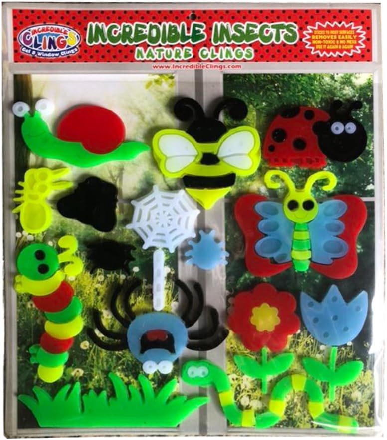 Amazon.com: Busy Bugs and Insects Gel Clings - Reusable Glass Window ...