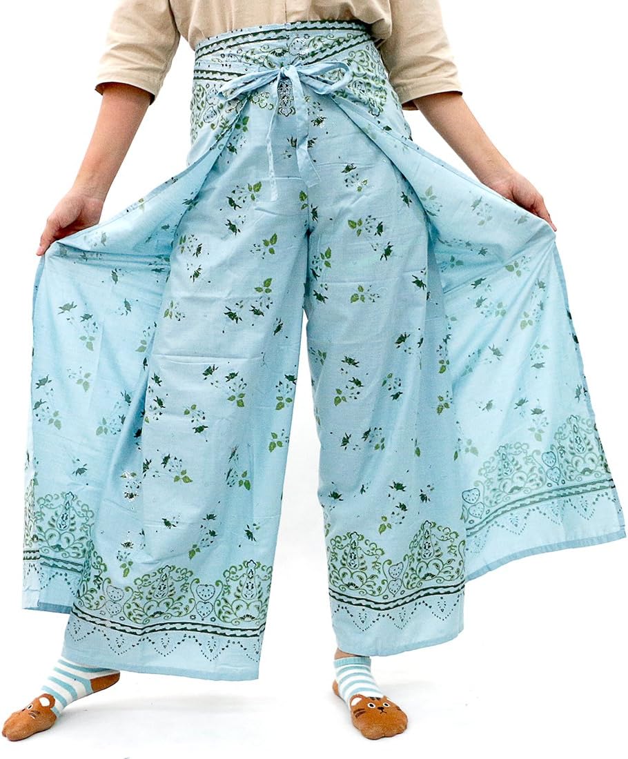 Taruron Women Wrap Around Decorative Glitter Patterns Cotton Summer Casual Pants