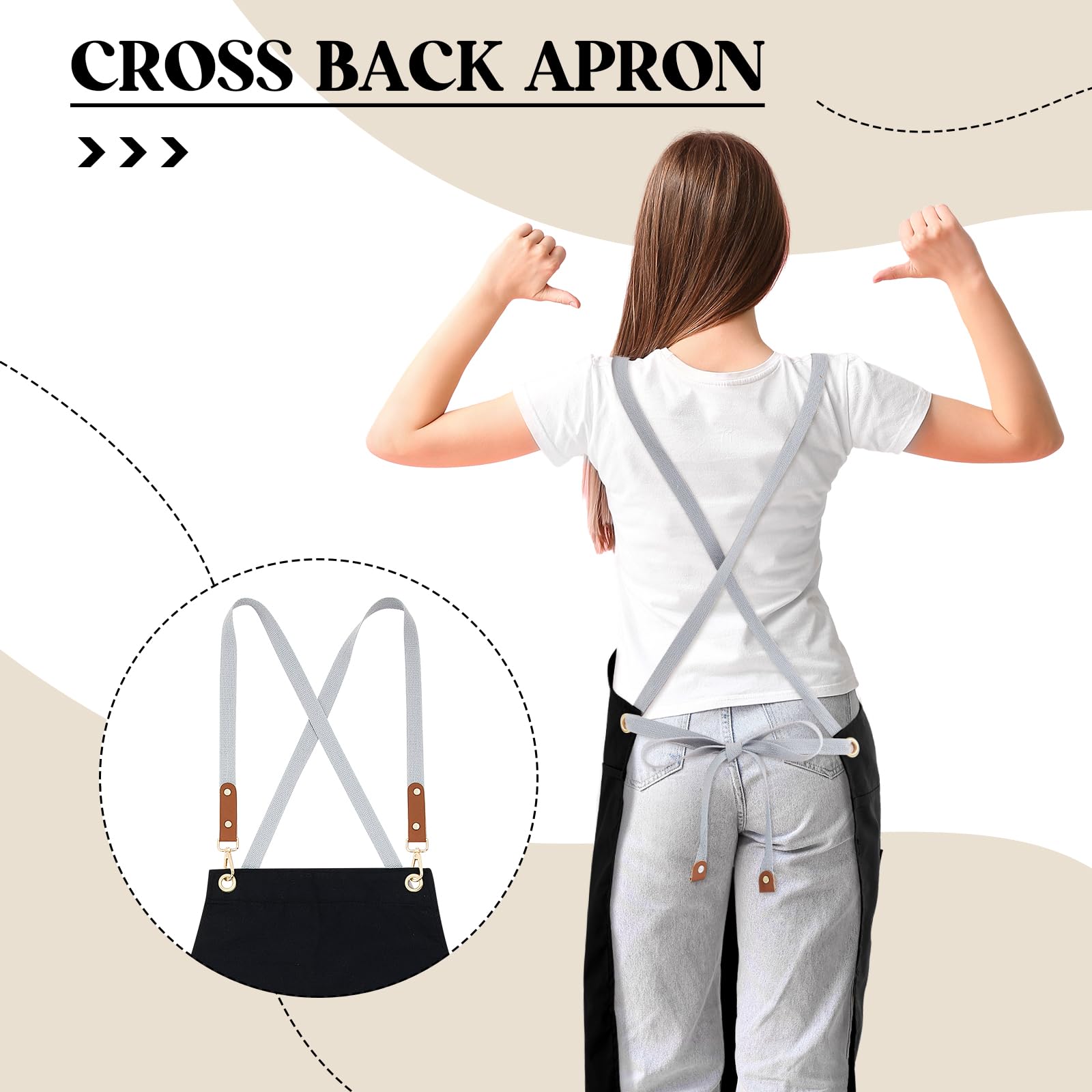 Delantal de cerámica con espalda cruzada con bolsillo grande para hombres y mujeres, delantal dividido con correa ajustable para manualidades