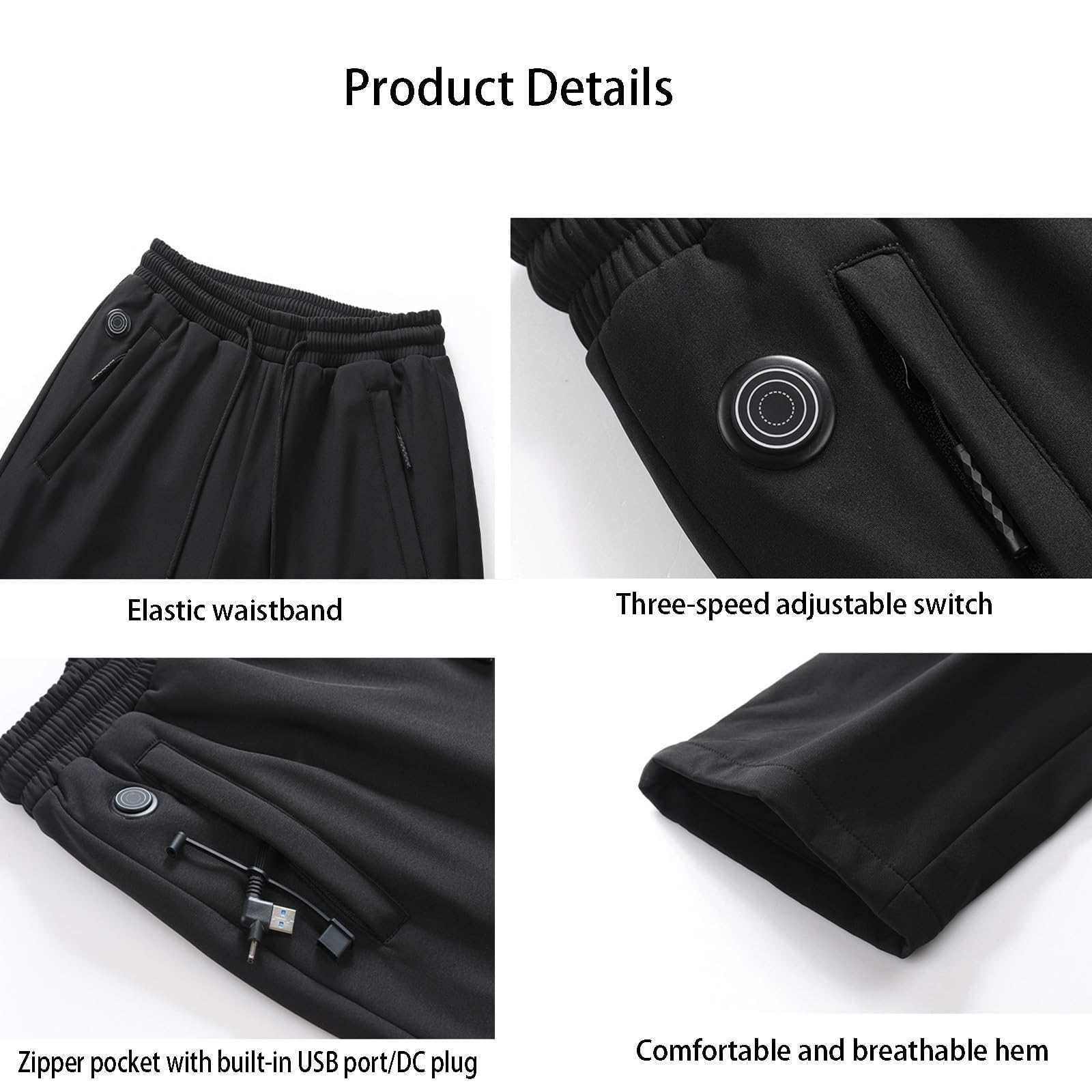 Pantaloni Riscaldati Per Uomo E Donna, Pantaloni Riscaldati Elettrici Spessi USB Con 12 Zone Di Riscaldamento, Impermeabili E Caldi Per L'inverno All'aperto(L)