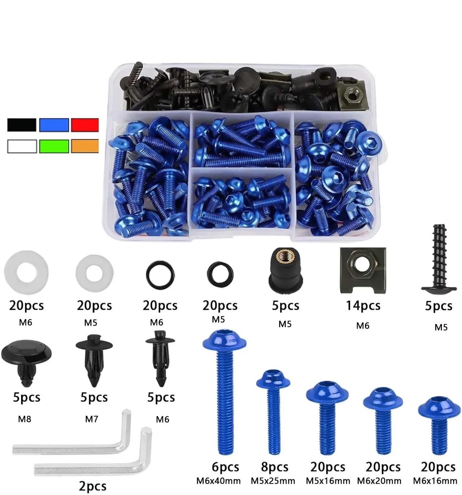 Kit Viti Per Carenatura Moto Per Vespa GTS 125 250 300 SPRINT PRIMAVERA 150 GTV LXV PX Clip Di Fissaggio In Alluminio Viti Carenatura Di Fissaggio(Nero)