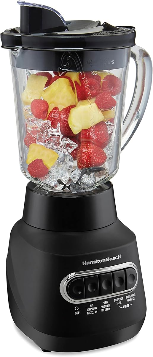 Amazon.com | Hamilton Beach Wave Action Blender for Smoothies, Stainless Steel Ice Sabre Blades, 40oz Glass Jar, 800 Watts, Quiet Design, Black (58175): Ice Crushers