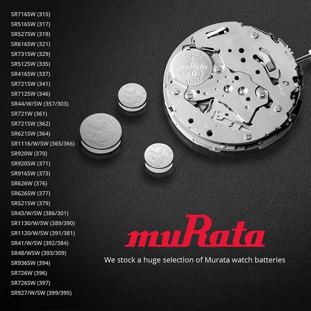List of various Murata watch battery models and their corresponding numbers