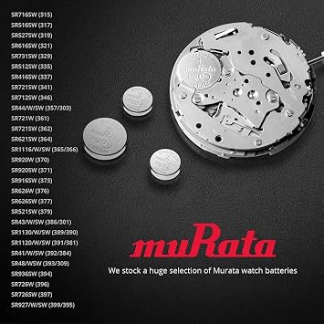 Murata 371 SR920SW Battery 1.55V Silver Oxide Watch Button Cell - Replaces Sony 371 (2 Batteries)