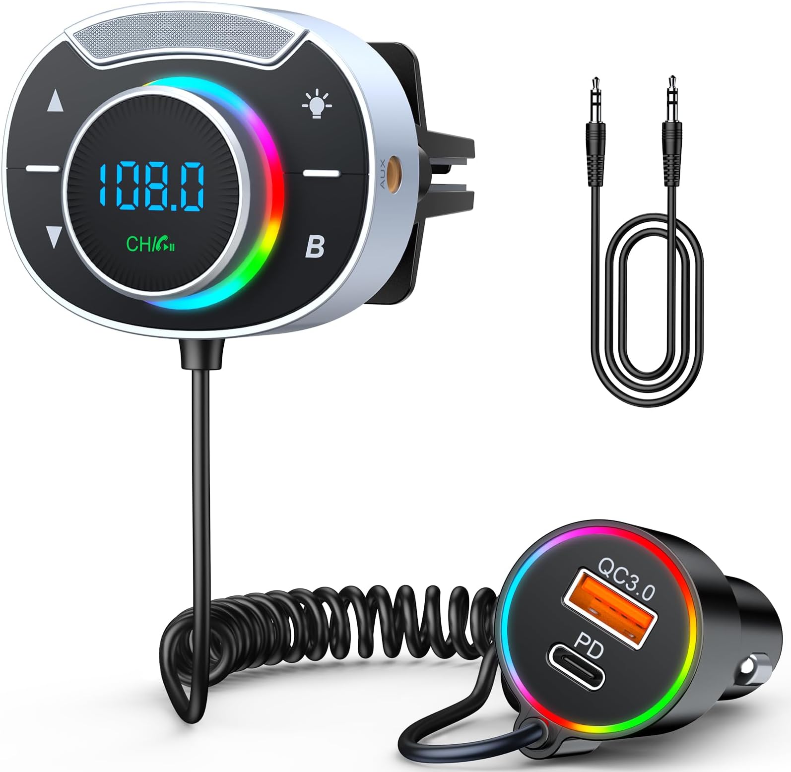 Trasmettitore FM Bluetooth 5.3 Per Auto - 2 Porte USB, Vivavoce, Supporto MP3/USB/TF | Adattatore Per Radio Auto - Foto 4