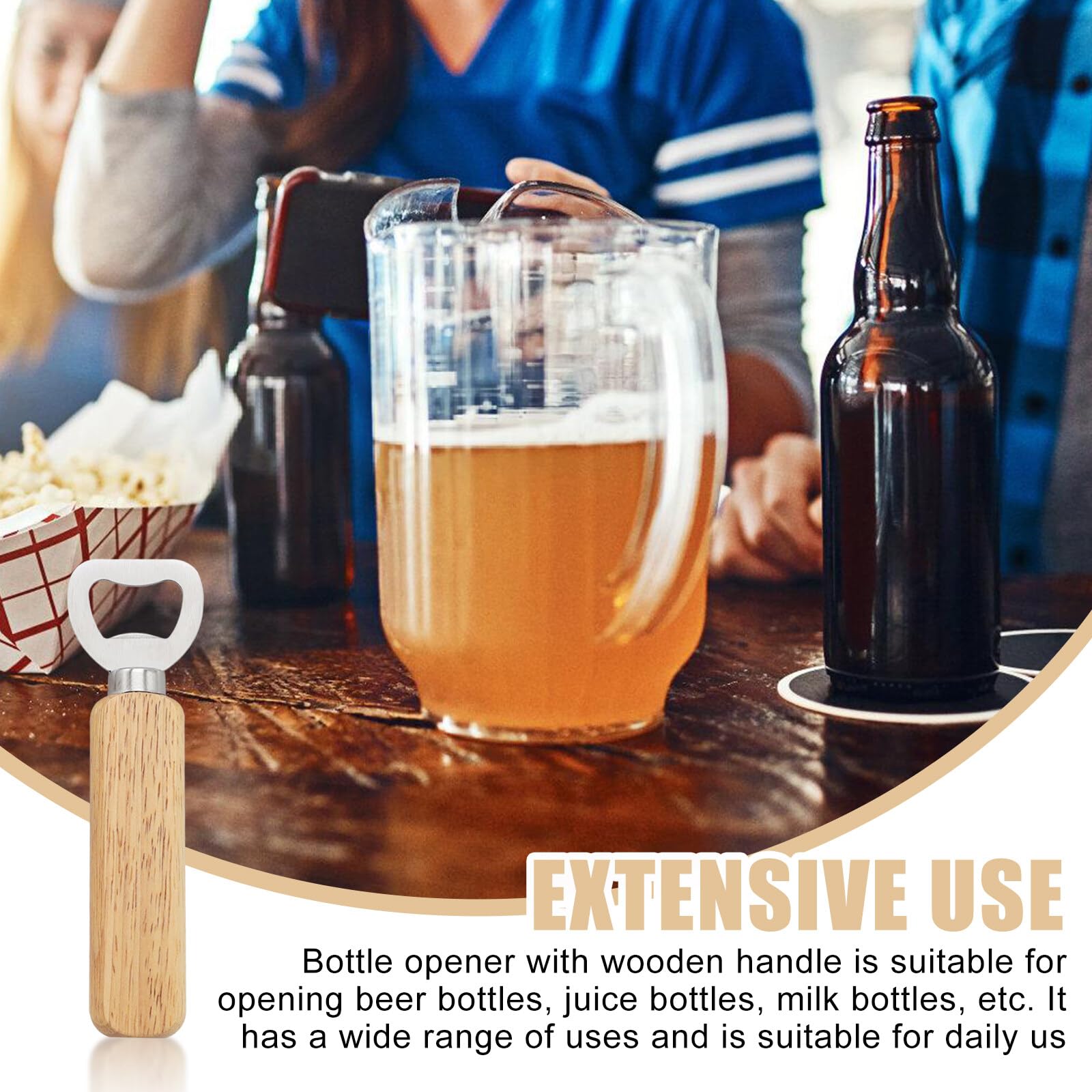 4 Stück Holz-Flaschenöffner Mit Eichengriff – Personalisierbar, Aus Edelstahl, 13,9 Cm (Geschenk Für Männer)