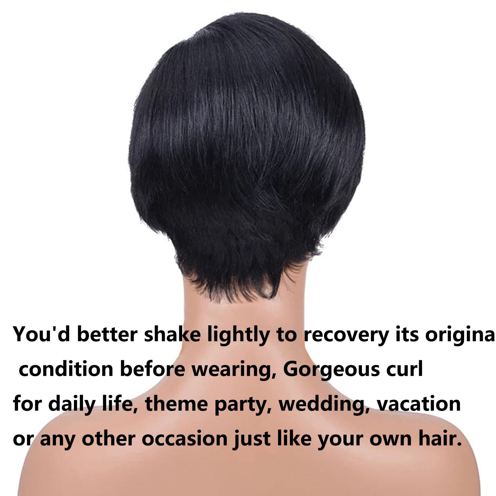 Christmas wig Black short pixie bob wig short pixie cut human hair Pixie Bob Cut Human Hair Wig With  main image 4