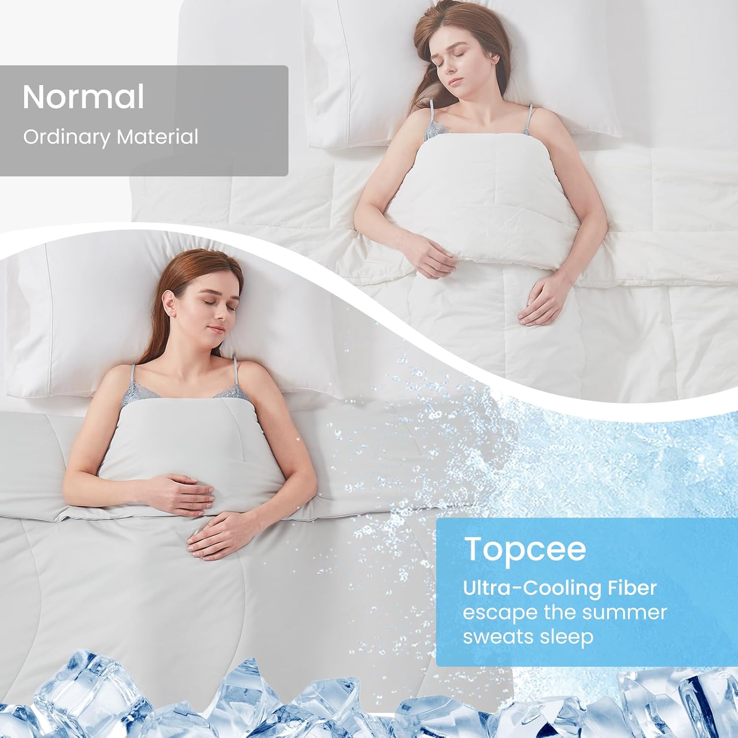 Topcee Cooling Comforter 60"x90"-Cooling Blanket Everlasting Cold Touch for Hot Sleepers-Q-max 0.35 Double-Sided Lightweight Design Summer Ice Blanket for Night Sweats-Grey Twin