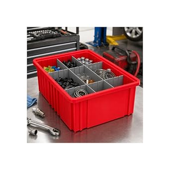 Quantum DG92050BLCS Heavy-Duty Dividable Grid Storage Container for Industrial Warehouse Electronics Healthcare Supply Distribution | 16-1/2L x 10-7/8W x 5H, Blue, Polypropylene (Case of 12)