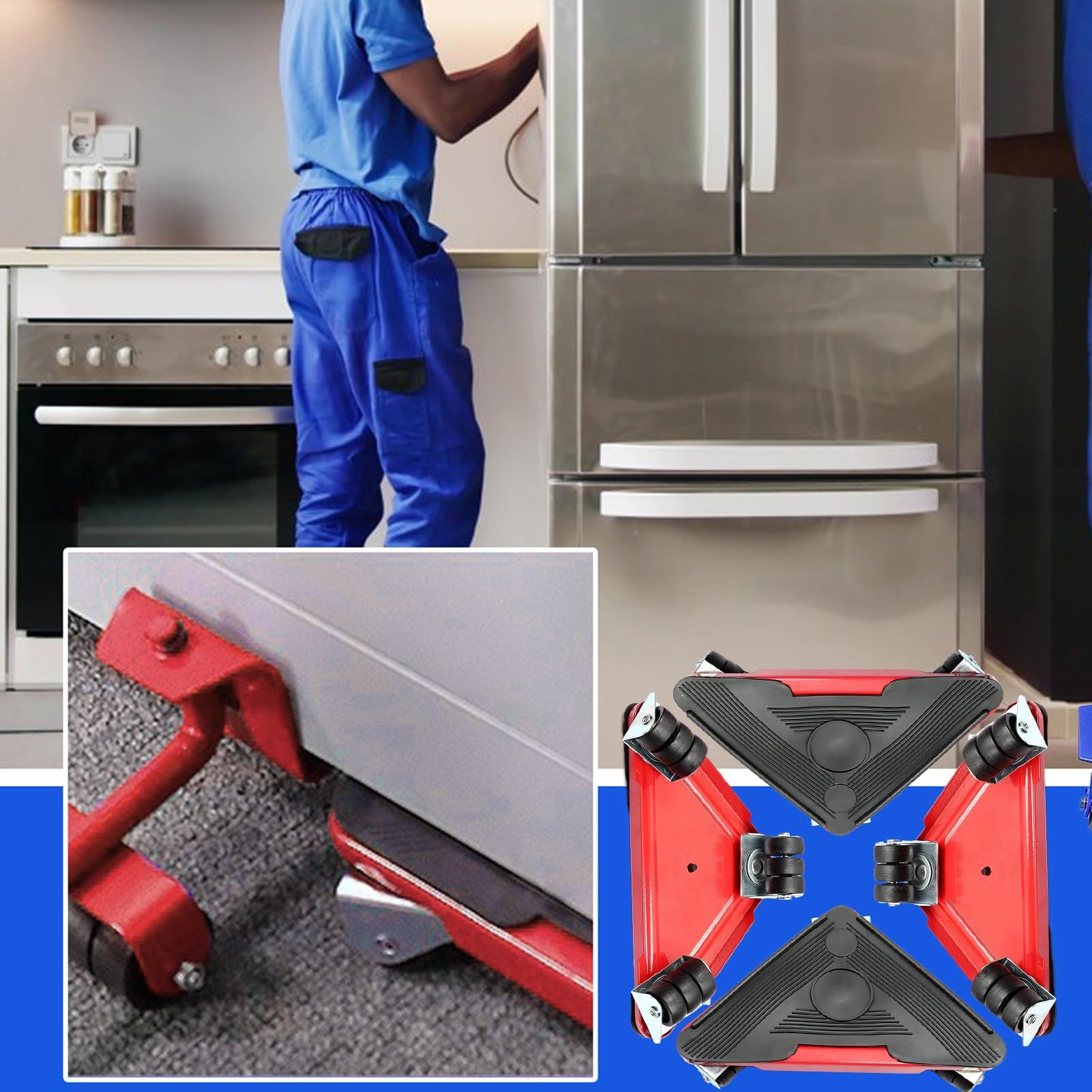Set di attrezzi per lo spostamento di pulegge per carichi pesanti, girevole a 360°, per un facile spostamento, ideale per spostare e sollevare oggetti pesanti