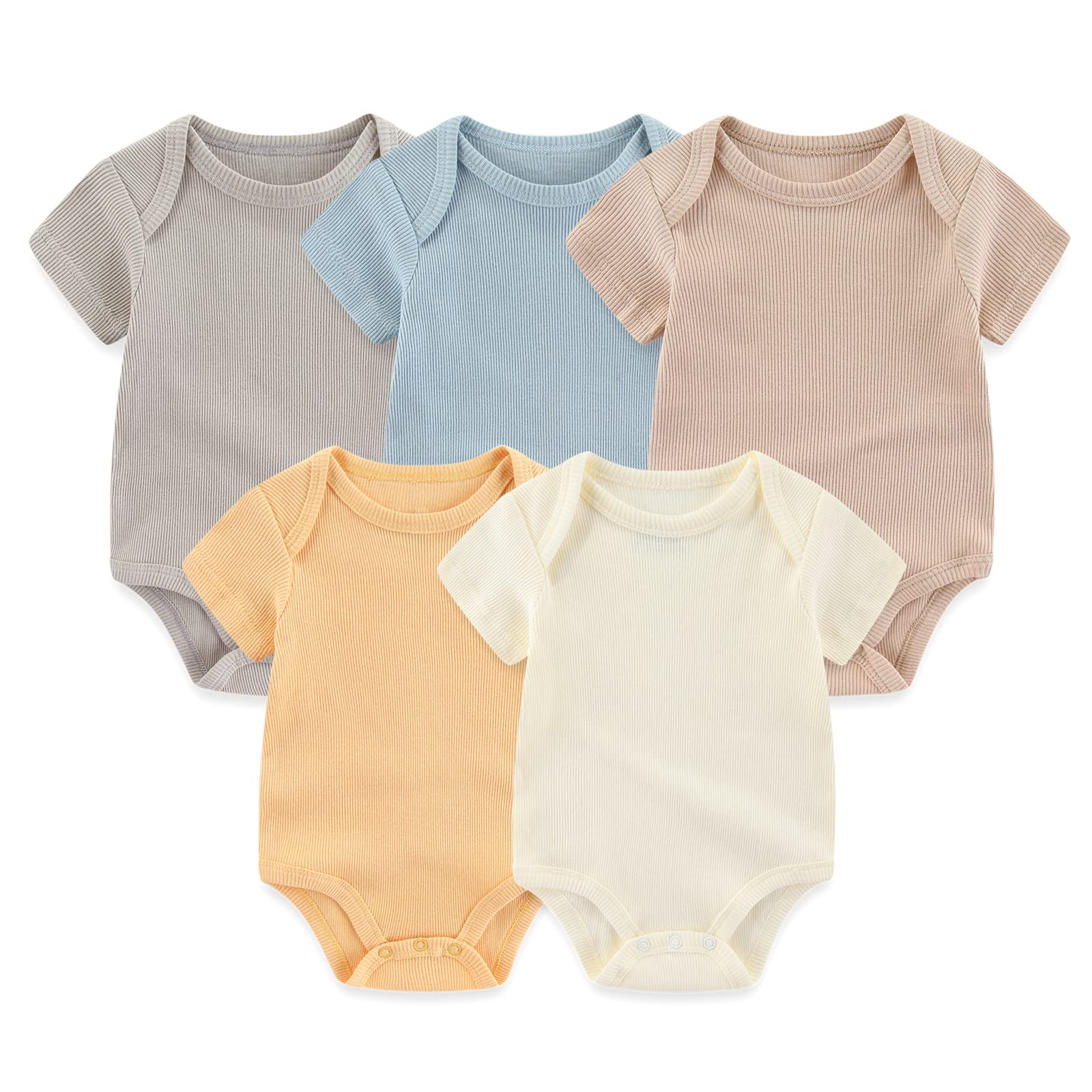 Chamie Baby Bodysuit Cotton Short Sleeve Vests for Newborn 5-Pack One-Piece Suit for Boy and Girl 0-12 Months… — view 16