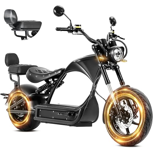 eAhora (2025 Upgraded) M1P Pro 4000W 50MPH Electric Motorcycle for Adults 55 Miles 60V 42AH 2 Persons Ebike Dual Battery 110Miles Electric Bike Dual Hydraulic Brake Street Legal Electric Motorcycle