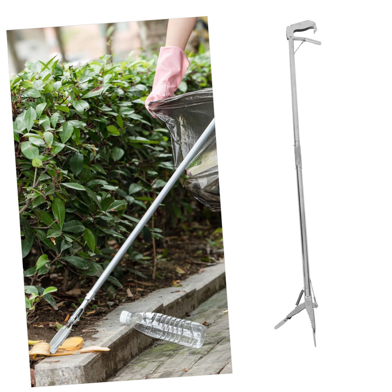 Recogedor Plegable De Acero Inoxidable 118 Cm Para Personas Mayores, Pinzas De Agarre Largas Reutilizables, Herramienta Práctica Para Alcanzar Objetos, Auxiliar De Movilidad Hogar