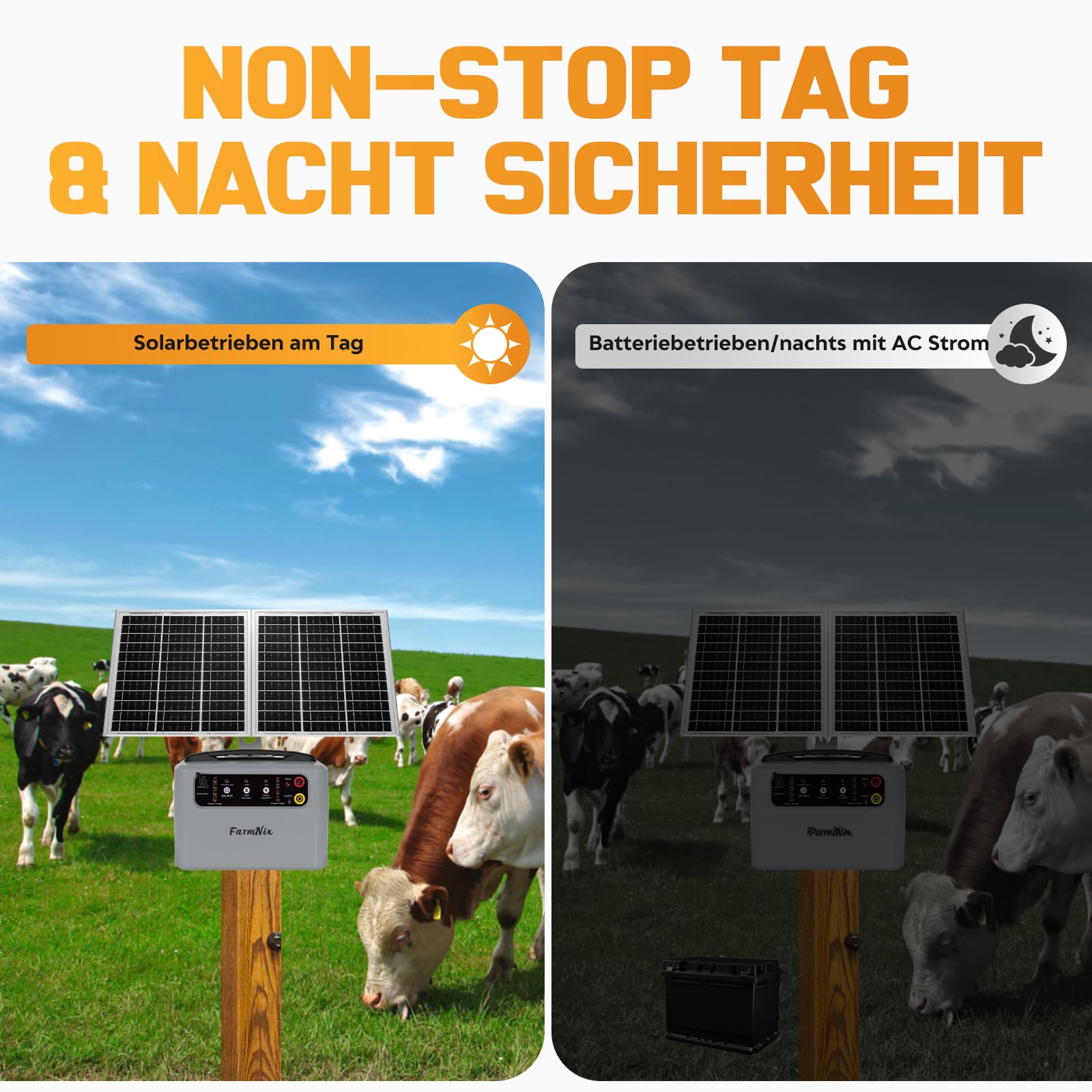 Valla eléctrica solar con batería, 48 kv-12 kv, con controlador de pastor alemán de 0,3 a 1,5 J. Valla eléctrica para ganado, granjas, pastos y jardines