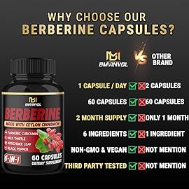 Berberine with Ceylon Cinnamon, Turmeric, Milk Thistle, Artichoke, Black Pepper - 60 Count - Pack of 1